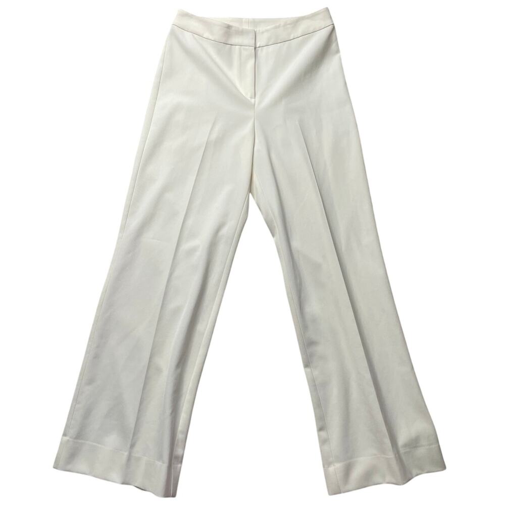 St. John Caviar White Pleated Trouser Pants Sz 2 Women's Office Business Casual